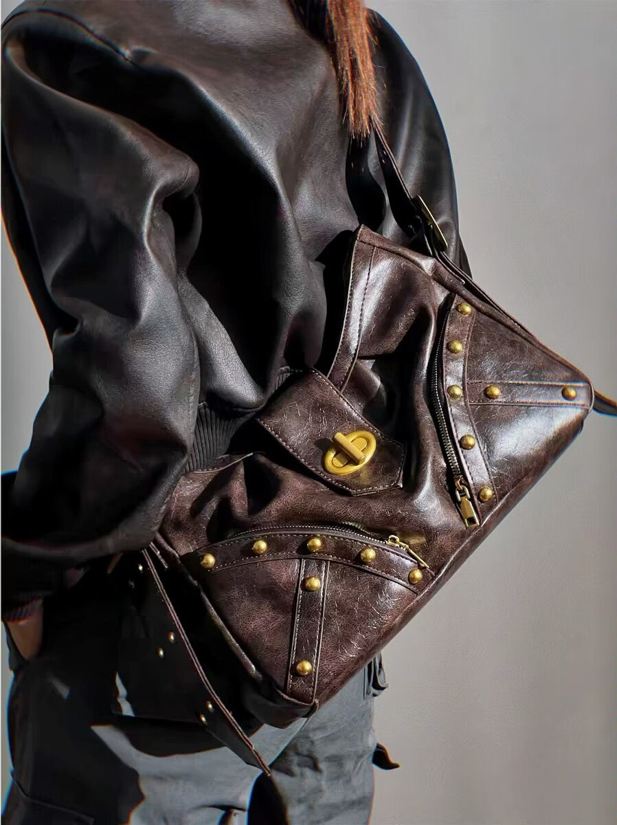 Vintage American Biker-Style Underarm Bag – Chic & Trendy Shoulder Crossbody