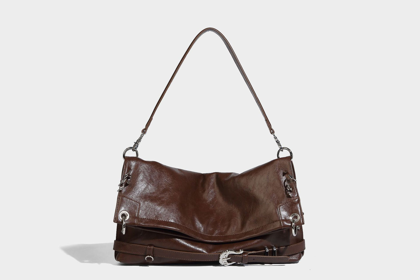 Y2K Trendy Underarm Tote – Large Capacity Foldable Shoulder Bag with Circular Accents