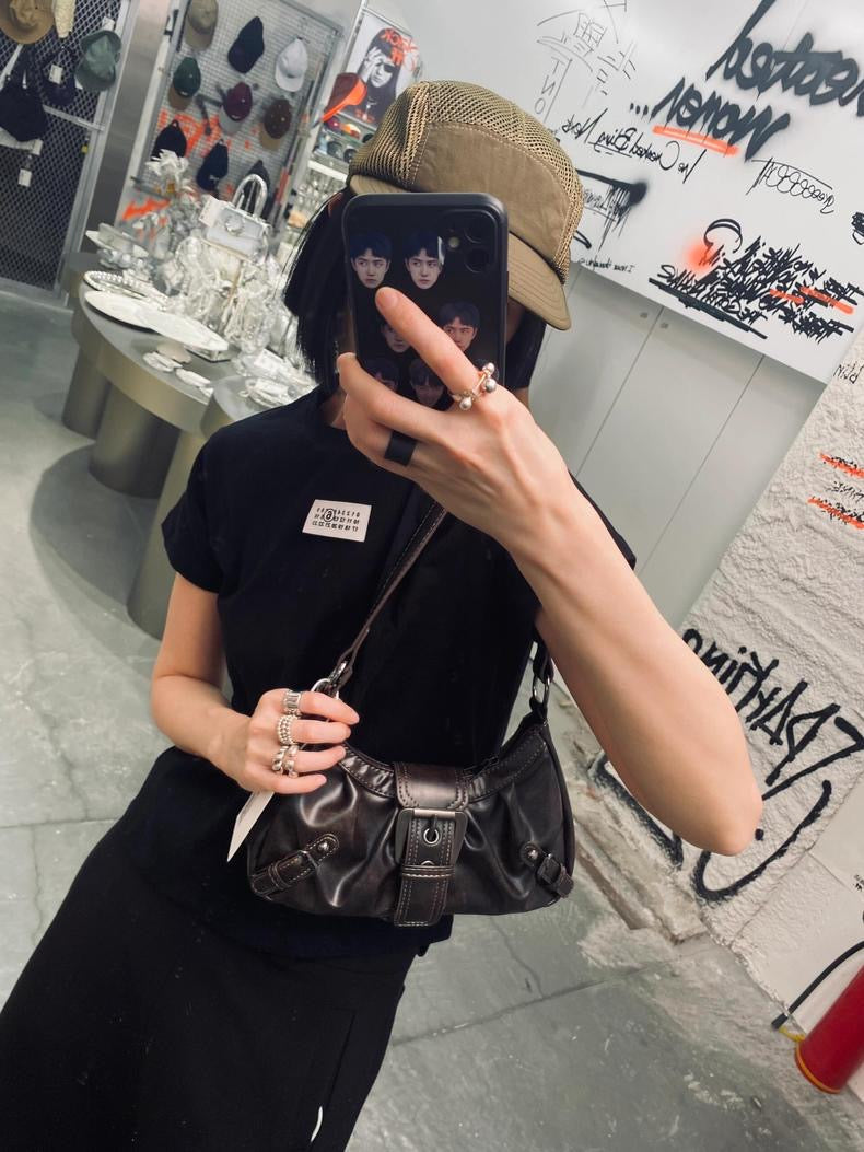 Retro Dark Brown PU Hobo Bag