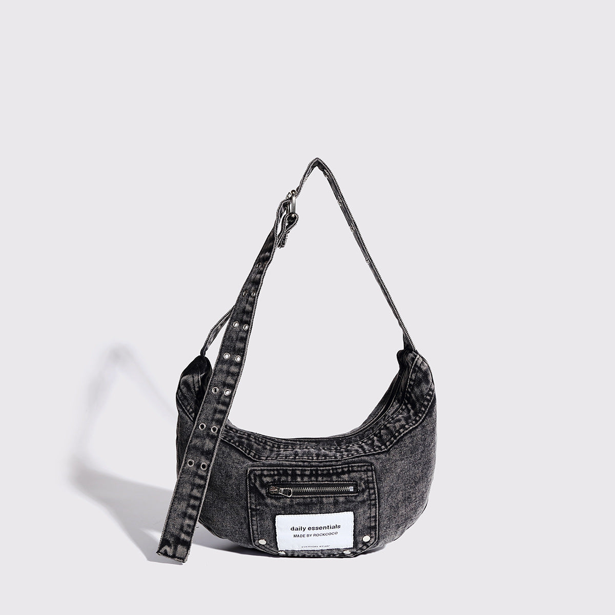 Vintage Washed Denim Underarm Bag – Chic Dumpling Design