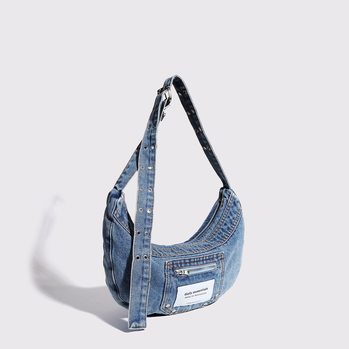 Vintage Washed Denim Underarm Bag – Chic Dumpling Design