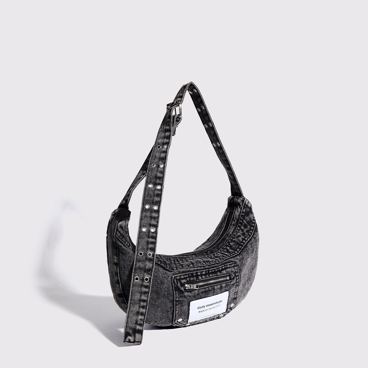 Vintage Washed Denim Underarm Bag – Chic Dumpling Design