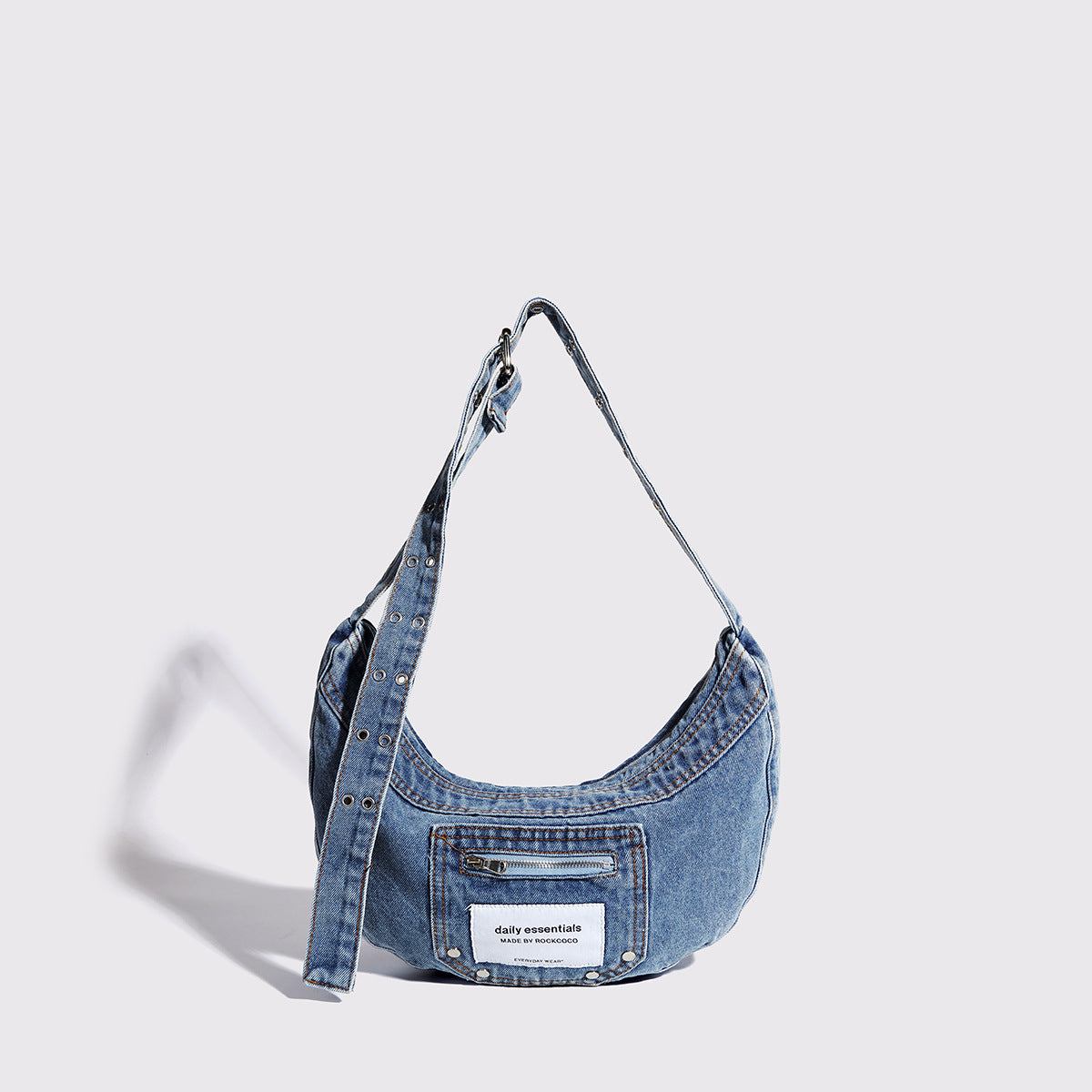Vintage Washed Denim Underarm Bag – Chic Dumpling Design