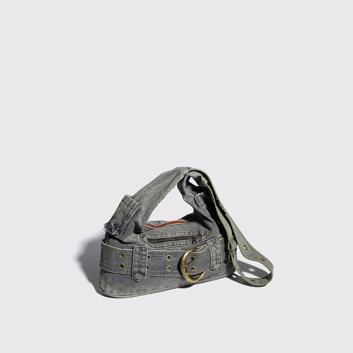 Denim Buckle Shoulder Bag