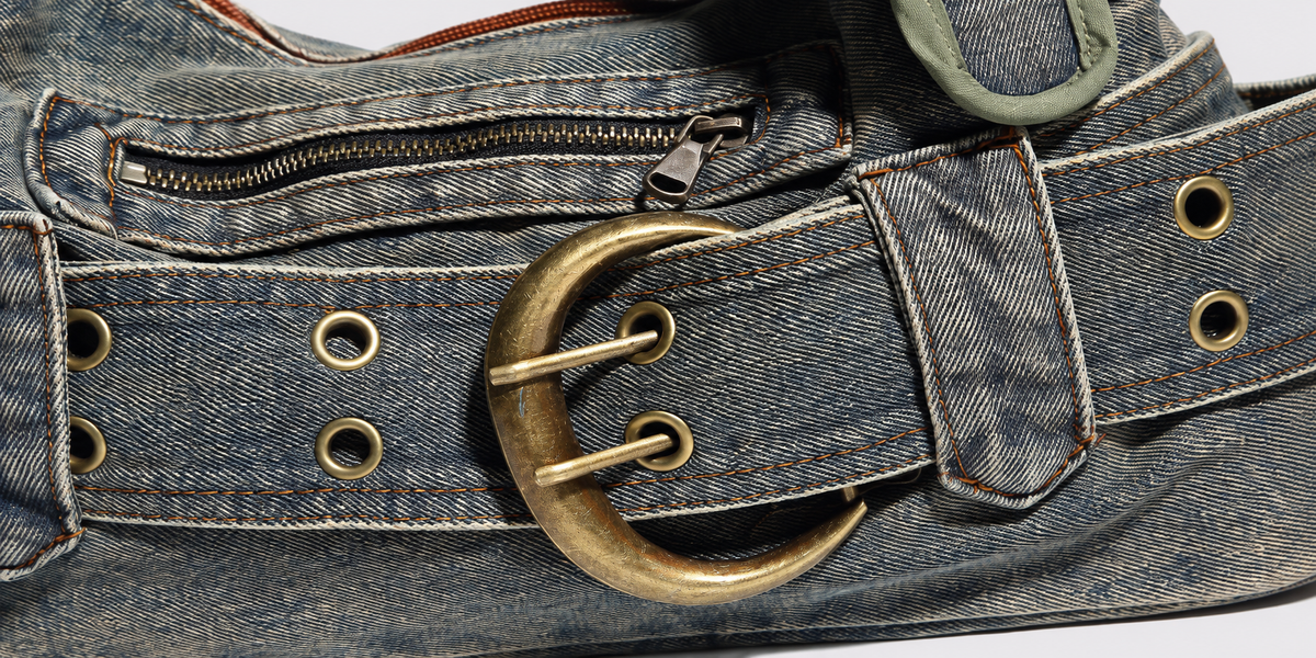 Denim Buckle Shoulder Bag