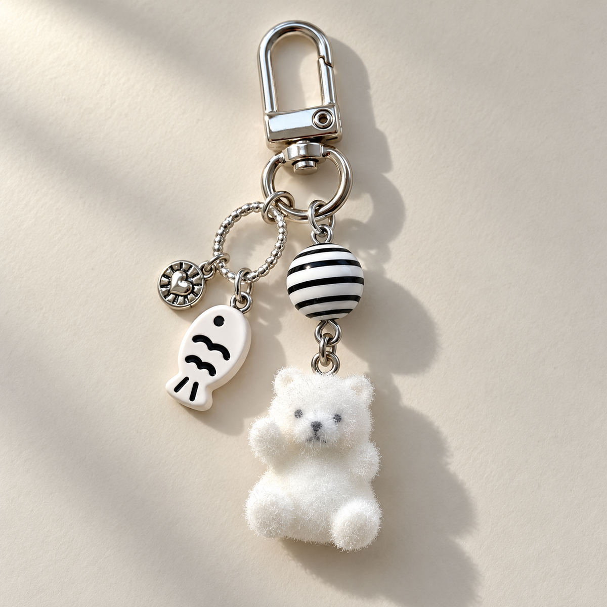 White bear charm keychain