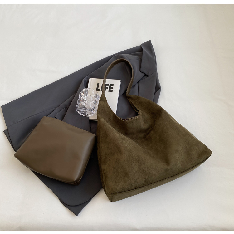 Soft Hobo Shoulder Bag — Green styled scene