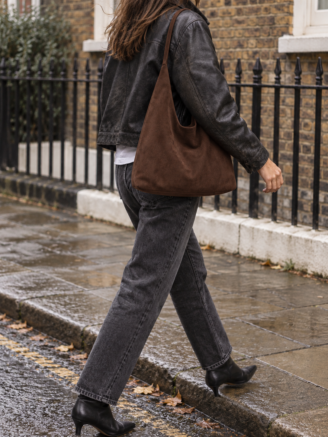 Soft Hobo Shoulder Bag — Coffee street style